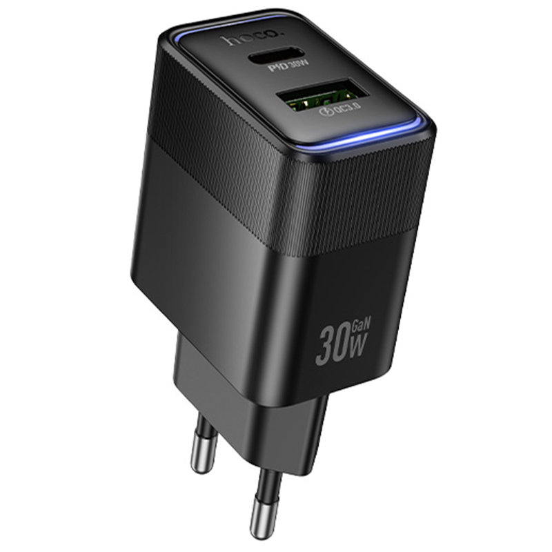 Мережевий зарядний пристрій Hoco CS112A Lounge PD 30W + QC 3.0 (1×USB-A / 1×USB-C) Black