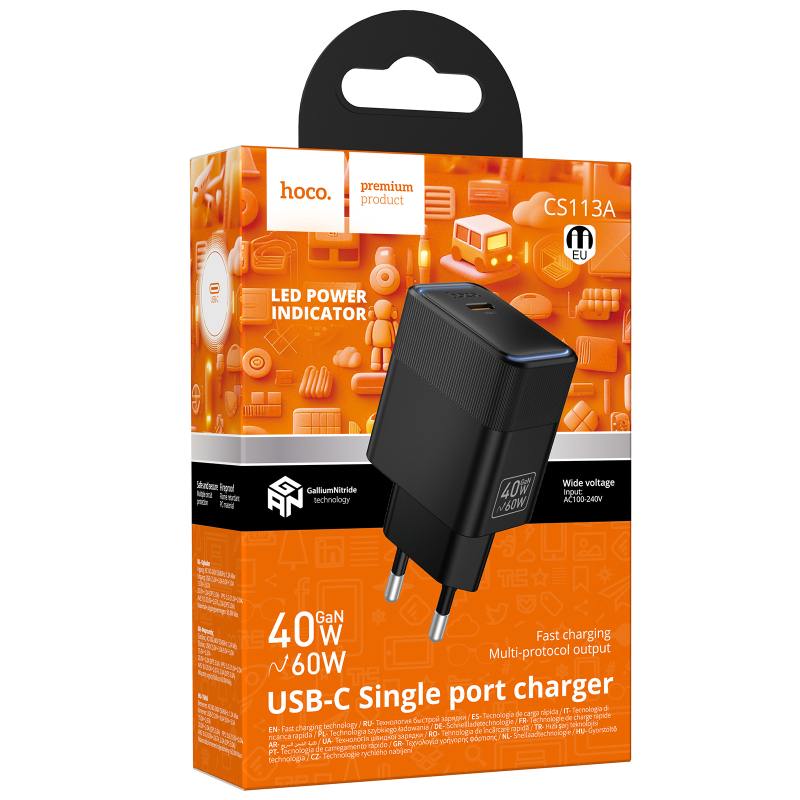 Мережевий зарядний пристрій Hoco CS113A Lounge PD 40W (1×USB-C)