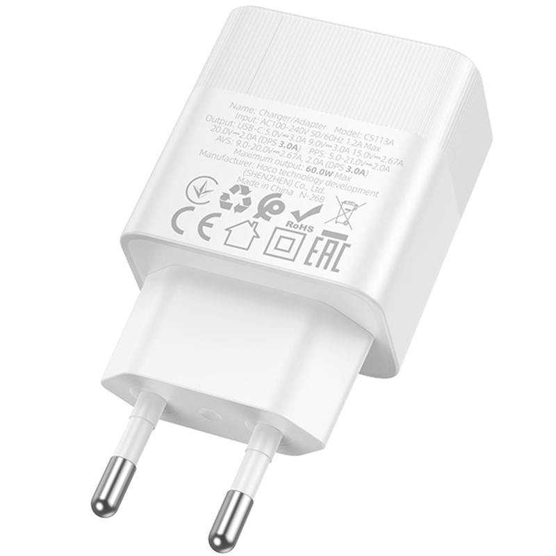 Мережевий зарядний пристрій Hoco CS113A Lounge PD 40W (1×USB-C)