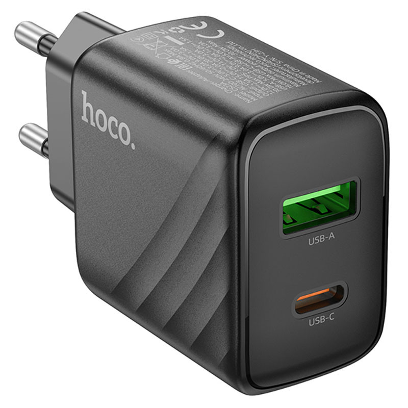 Мережевий зарядний пристрій Hoco CS23A Sunlight PD 30W + QC 3.0 (1×USB-A / 1×USB-C) Black
