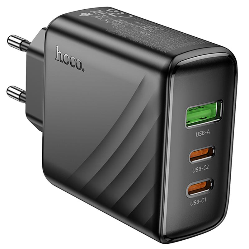Мережевий зарядний пристрій Hoco CS26A Article PD 45W (1×USB-A / 2×USB-C) Black