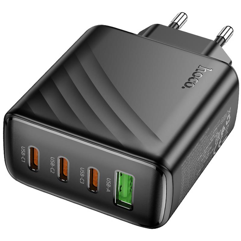 Мережевий зарядний пристрій Hoco CS27A Supply PD 67W + QC 3.0 (1×USB-A / 3×USB-C) Black