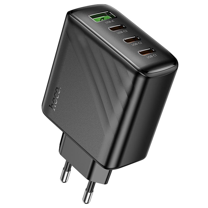 Мережевий зарядний пристрій Hoco CS27A Supply PD 67W + QC 3.0 (1×USB-A / 3×USB-C) Black