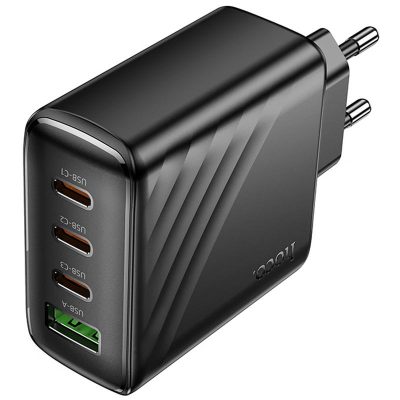 Мережевий зарядний пристрій Hoco CS27A Supply PD 67W + QC 3.0 (1×USB-A / 3×USB-C) Black