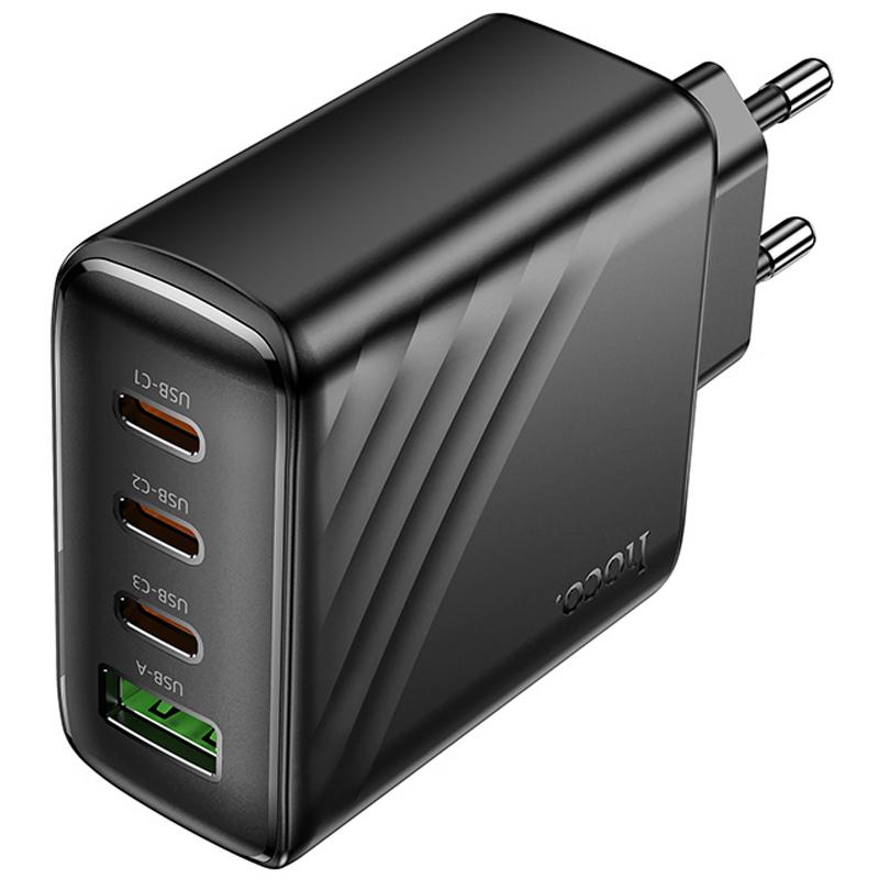 Мережевий зарядний пристрій Hoco CS27A Supply PD 67W + QC 3.0 (1×USB-A / 3×USB-C) Black