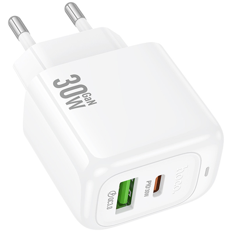 Мережевий зарядний пристрій Hoco CS55A Surplus PD 30W + QC 3.0 (1×USB-A / 1×USB-C) White