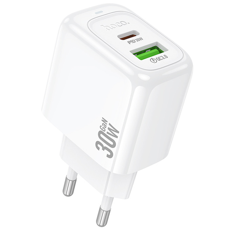 Мережевий зарядний пристрій Hoco CS55A Surplus PD 30W + QC 3.0 (1×USB-A / 1×USB-C) White