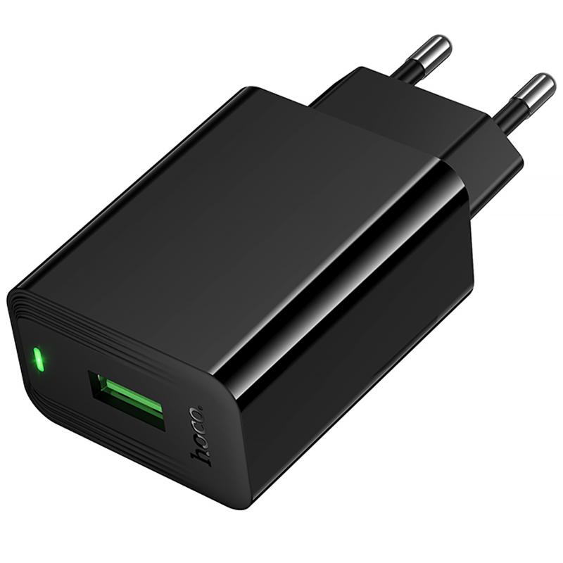 Мережевий зарядний пристрій Hoco CS92A Leader QC 3.0 18W (1×USB-A) Black
