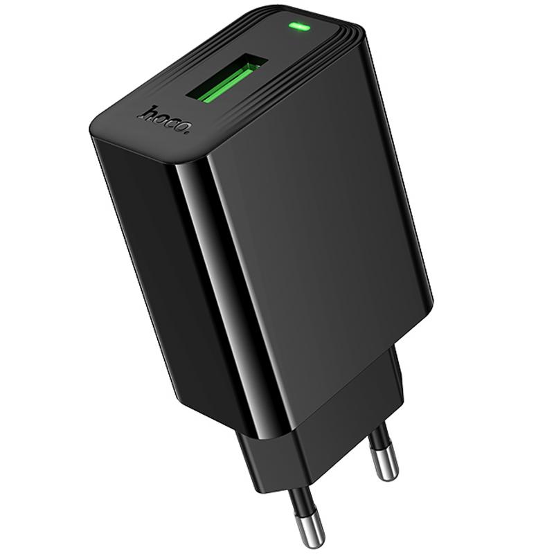 Мережевий зарядний пристрій Hoco CS92A Leader QC 3.0 18W (1×USB-A) Black