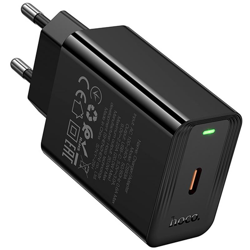 Мережевий зарядний пристрій Hoco CS93A Leader 20W (1×USB-C) Black
