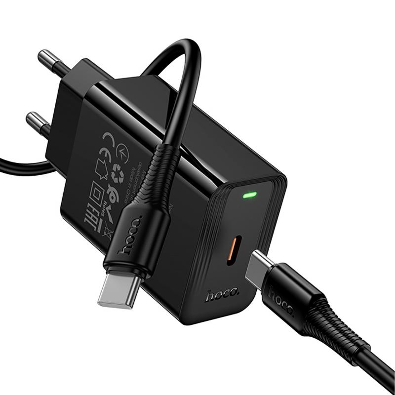 Мережевий зарядний пристрій Hoco CS93A Leader PD 20W (1×USB-C) + кабель USB-C → USB-C Black