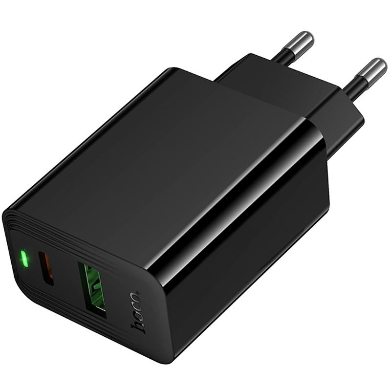 Мережевий зарядний пристрій Hoco CS94A Leader PD 20W + QC 3.0 (1×USB-A / 1×USB-C) Black