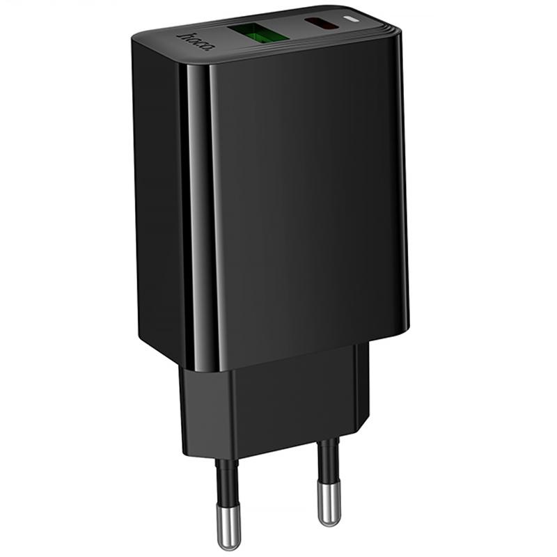 Мережевий зарядний пристрій Hoco CS94A Leader PD 20W + QC 3.0 (1×USB-A / 1×USB-C) Black
