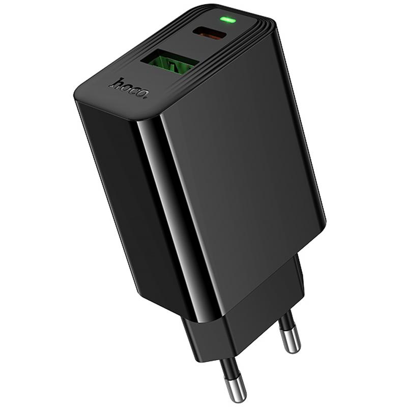 Мережевий зарядний пристрій Hoco CS94A Leader PD 20W + QC 3.0 (1×USB-A / 1×USB-C) Black