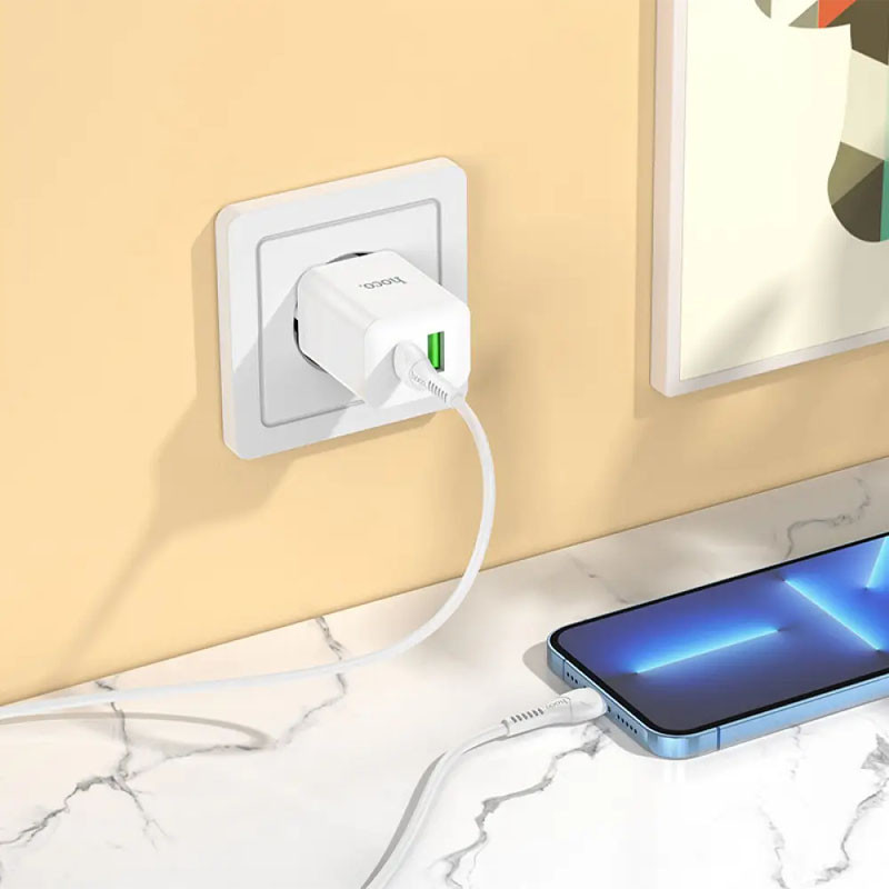 Мережевий зарядний пристрій Hoco N28 Founder PD 20W + QC 3.0 (1×USB-A / 1×USB-C)