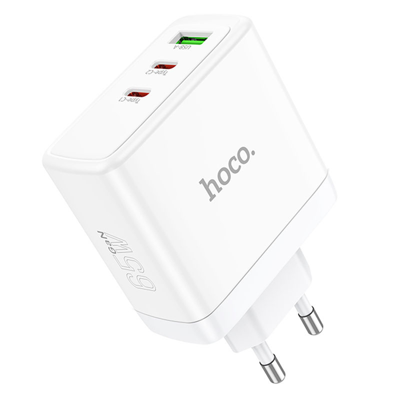 Мережевий зарядний пристрій Hoco N30 Glory PD 65W + QC 3.0 (1×USB-A / 2×USB-C) White