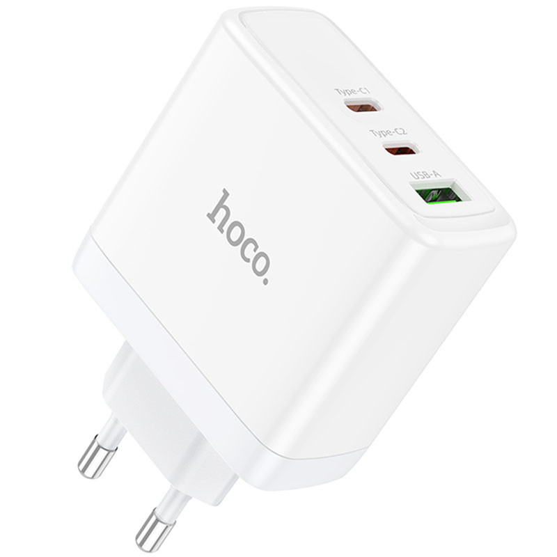 Мережевий зарядний пристрій Hoco N30 Glory PD 65W + QC 3.0 (1×USB-A / 2×USB-C) White