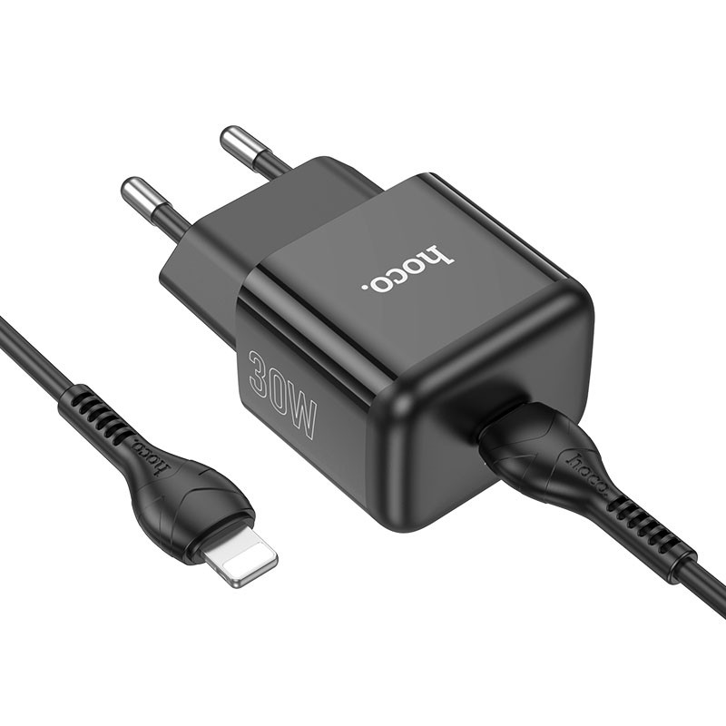 Мережевий зарядний пристрій Hoco N32 Glory PD 30W (1×USB-C) + кабельType-C to Lightning Black