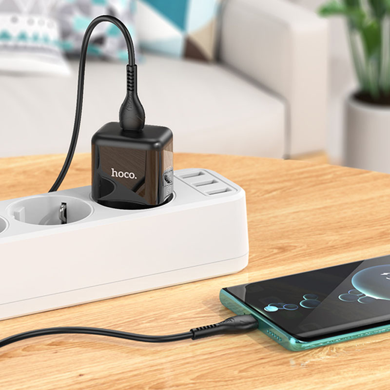 Мережевий зарядний пристрій Hoco N32 Glory PD 30W (1×USB-C) + кабельType-C to Lightning Black