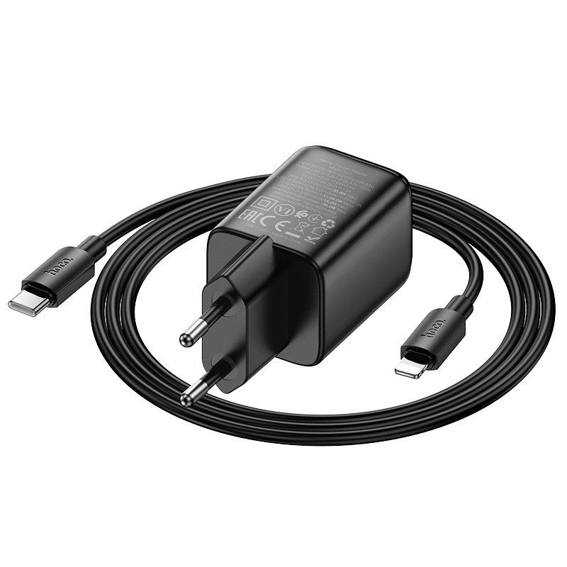 Мережевий зарядний пристрій Hoco N53 Monsoon PD 30W + QC 3.0 (1×USB-A / 1×USB-C) + кабель USB-C → Lightning