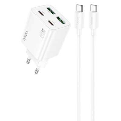 МЗП Hoco N55 Fundador PD20W+QC3.0 (2USB-A/2C) + кабель Type-C to Type-C