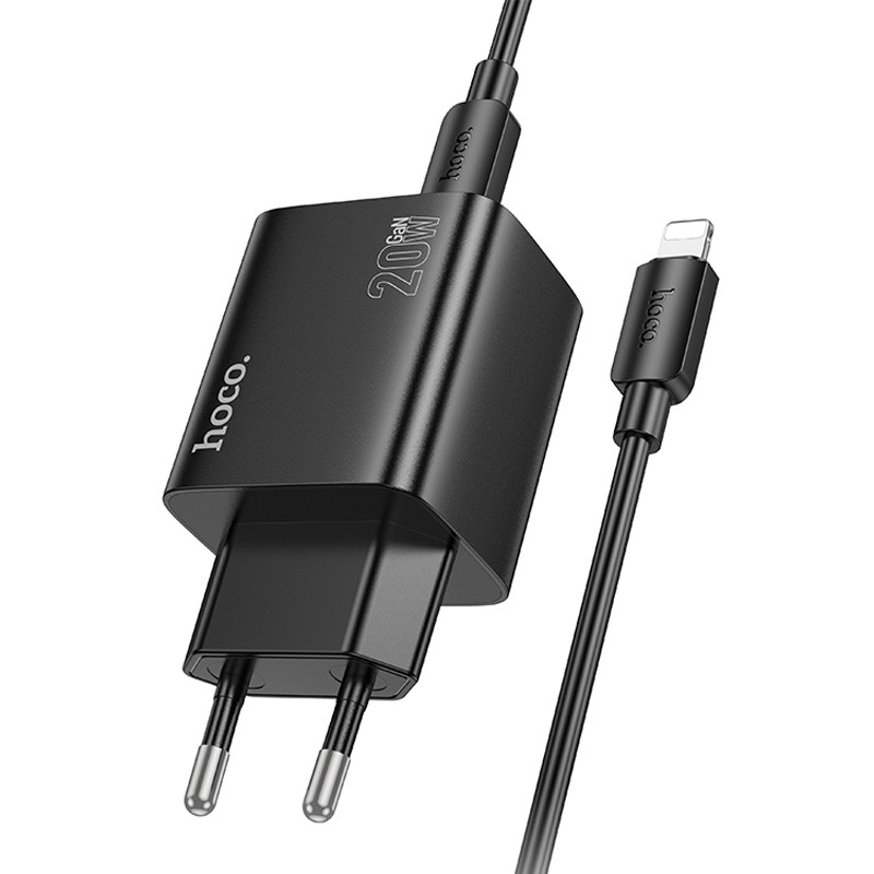 Мережевий зарядний пристрій Hoco N55 Fundador PD 20W + QC 3.0 (2×USB-A / 2×USB-C) + кабель USB-C → Lightning