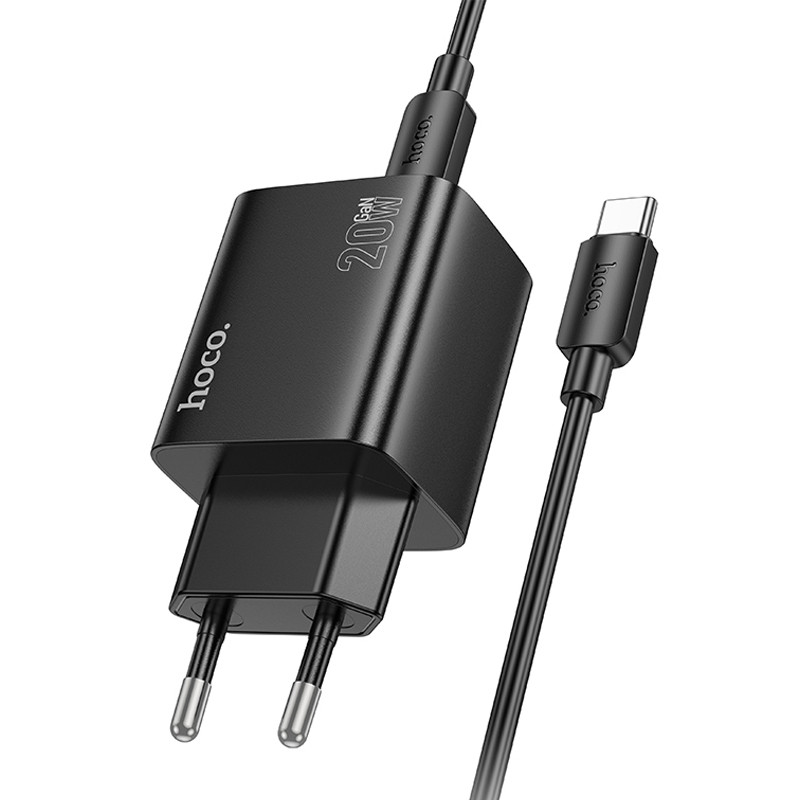 Мережевий зарядний пристрій Hoco N55 Fundador PD 20W + QC 3.0 (2×USB-A / 2×USB-C) + кабель USB-C → USB-C