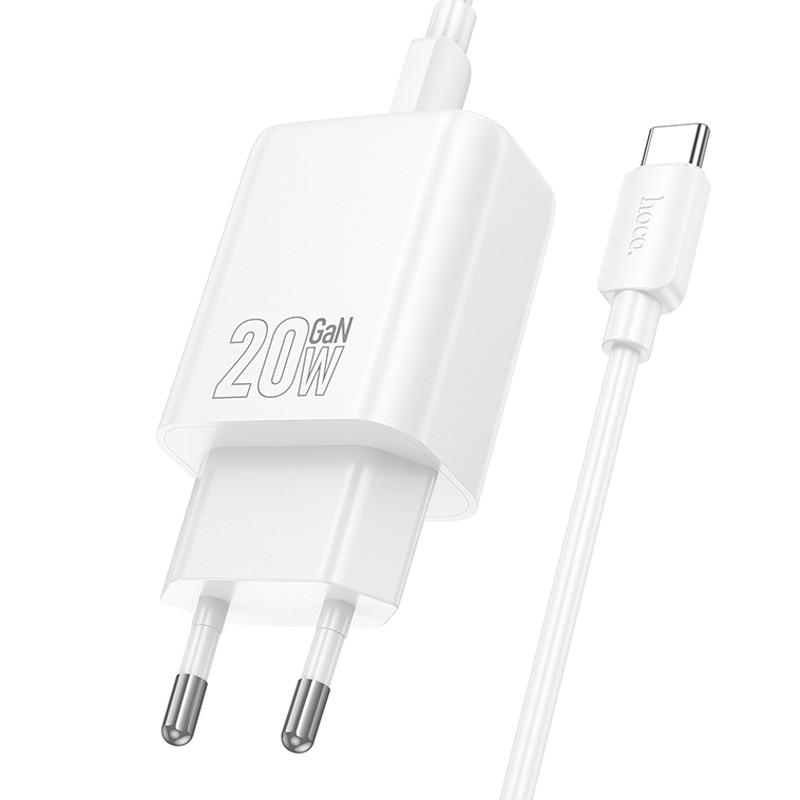 Мережевий зарядний пристрій Hoco N61 Gentle PD 20W + QC 3.0 (1×USB-A / 1×USB-C) + кабель USB-C → USB-C