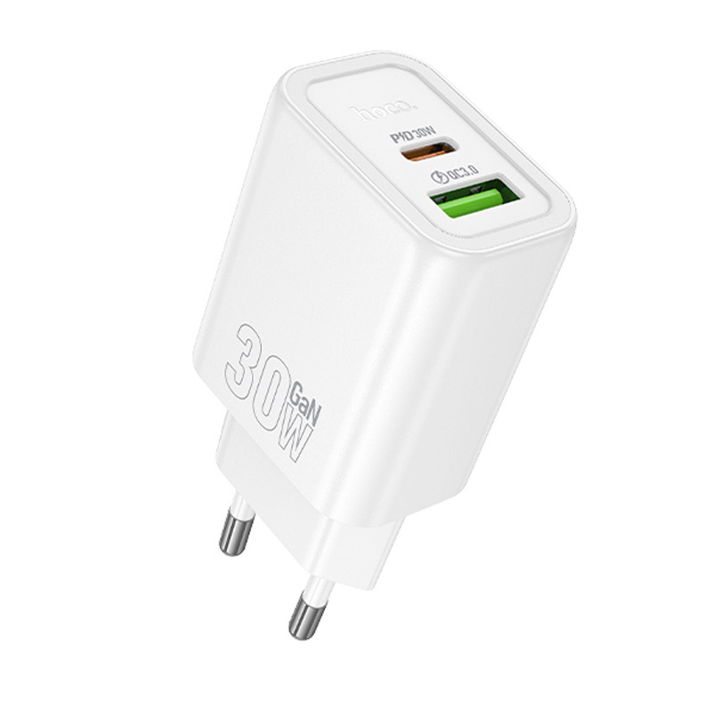 Мережевий зарядний пристрій Hoco N63 Gentle PD 30W + QC 3.0 (1×USB-A / 1×USB-C) + кабель USB-C → Lightning