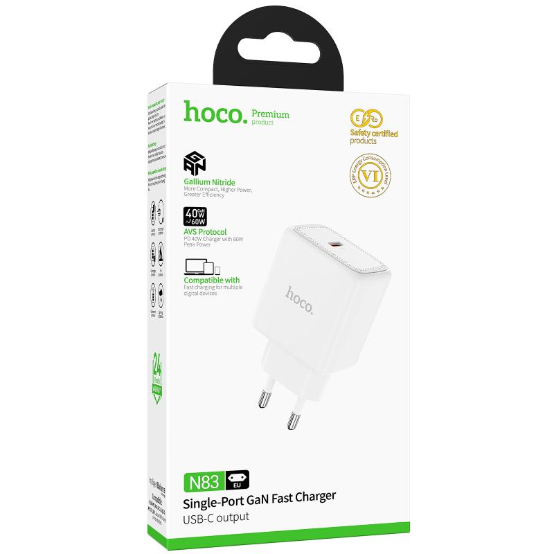 Мережевий зарядний пристрій Hoco N83 Profit PD 40W (1×USB-C)