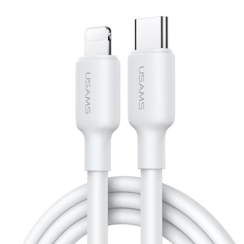 Мережевий зарядний пристрій Usams US-CC186 PD 30W (1×USB-C) + кабель USB-C → Lightning White