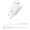 МЗП WIWU G006 Essen QC3.0 18W GaN (1USB-A) + кабель USB to Type-C White