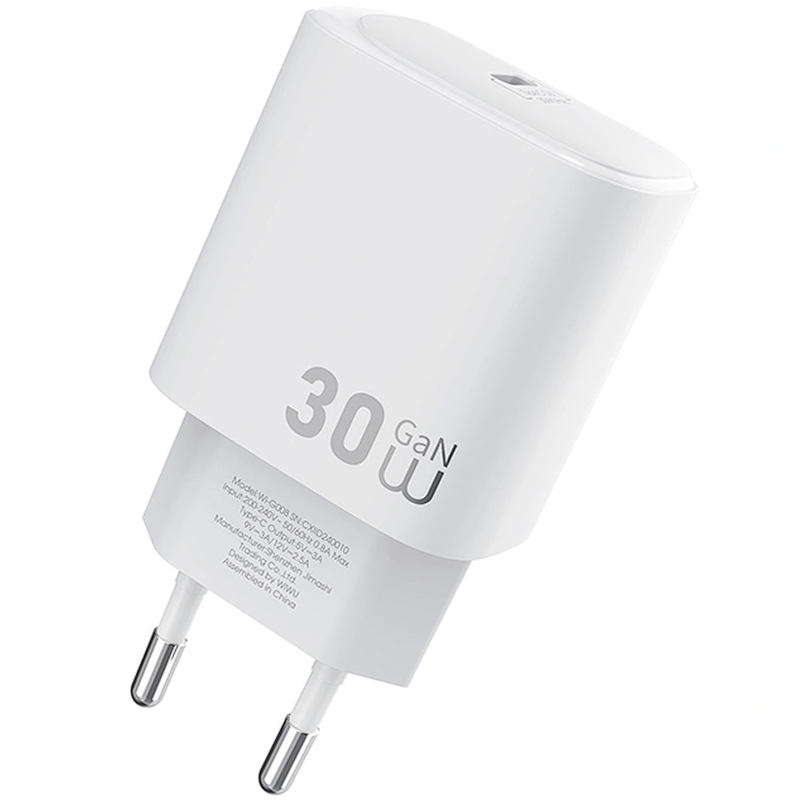 Мережевий зарядний пристрій WIWU G008 Essen PD 30W GaN (1×USB-C) White