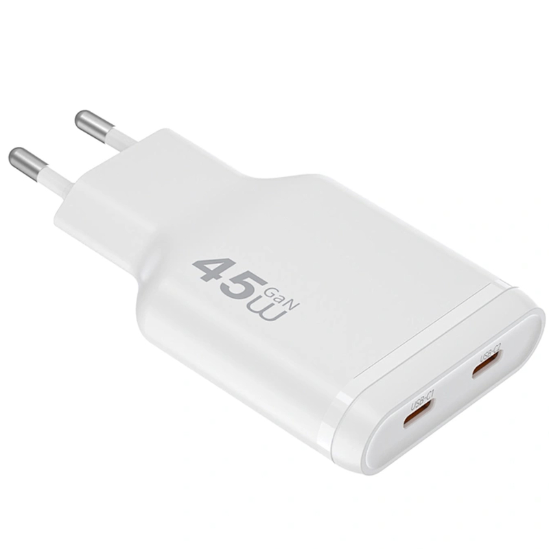 Мережевий зарядний пристрій WIWU G034 Essen PD 45W GaN (2×USB-C) White