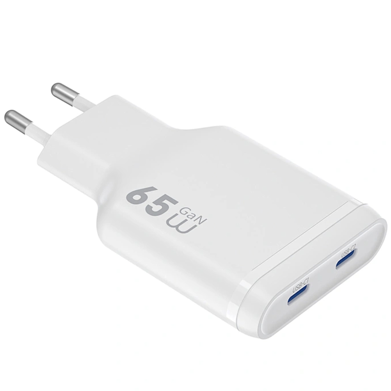 Мережевий зарядний пристрій WIWU G035 Essen PD 65W GaN (2×USB-C) White