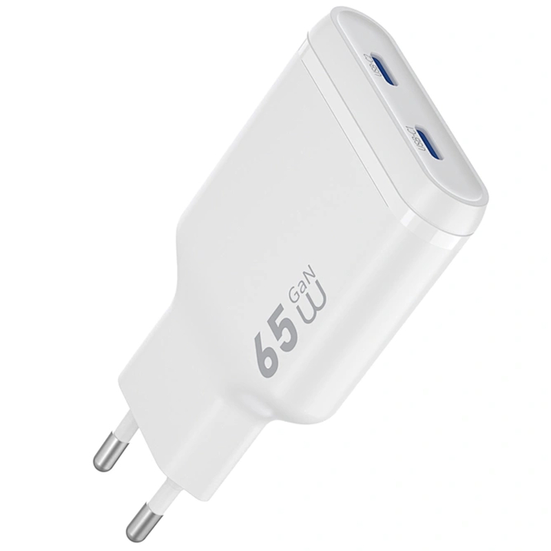 Мережевий зарядний пристрій WIWU G035 Essen PD 65W GaN (2×USB-C) White
