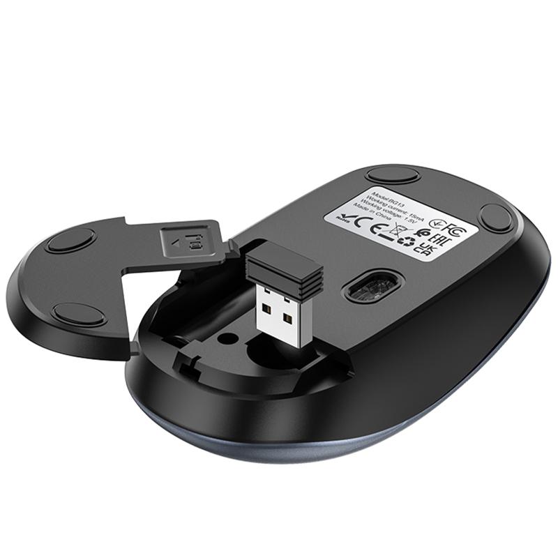 Миша бездротова Borofone BG13 Winner 2.4G Black / Metal gray