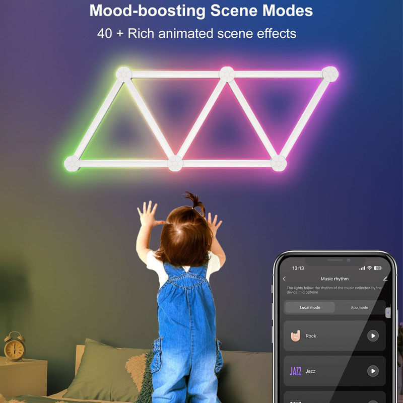 Модульный настінний світильник LED RGB 5V SAL-014B 9pcs Bluetooth USB with app White