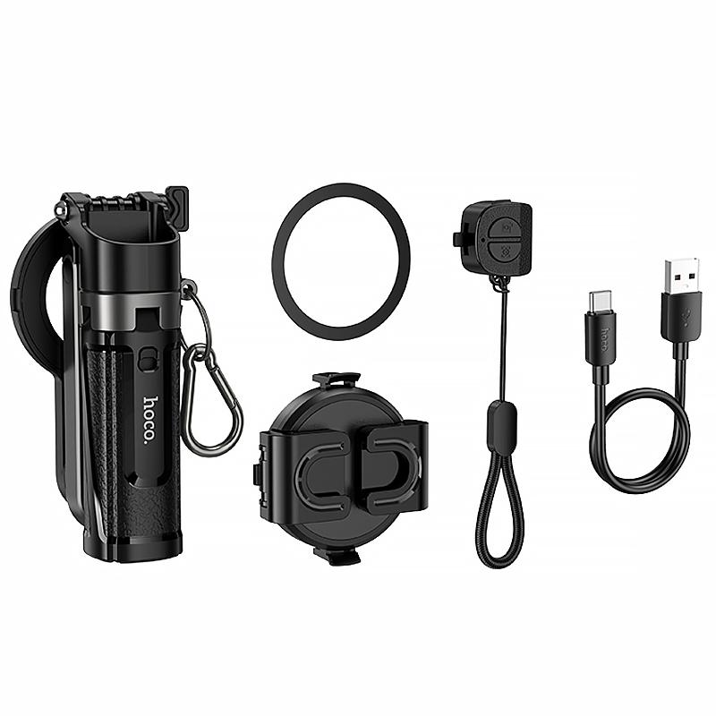 Монопод для селфі Hoco K27 Pro magnetic трипод + знімний BT пульт Black
