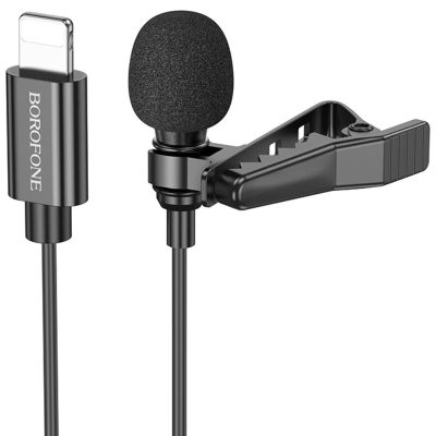 Мікрофон петличний Borofone BFK11 Elegant lavalier Lightning (2 м) Black