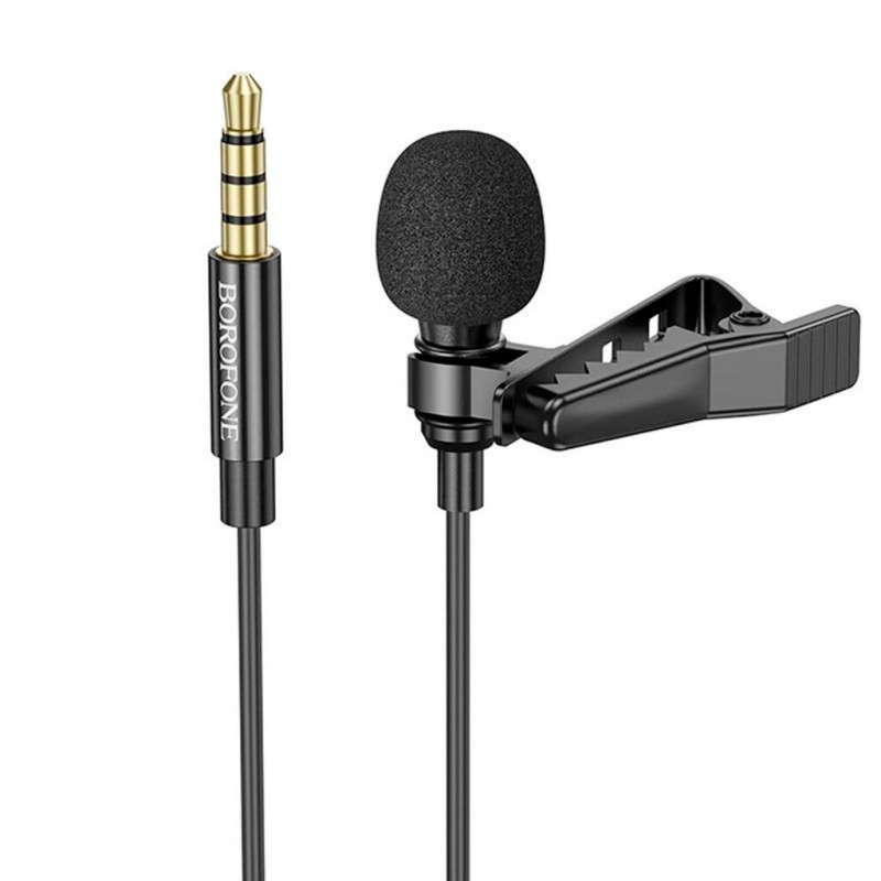 Мікрофон петличний Borofone BFK11 Elegant lavalier 3.5mm (2 м) Black