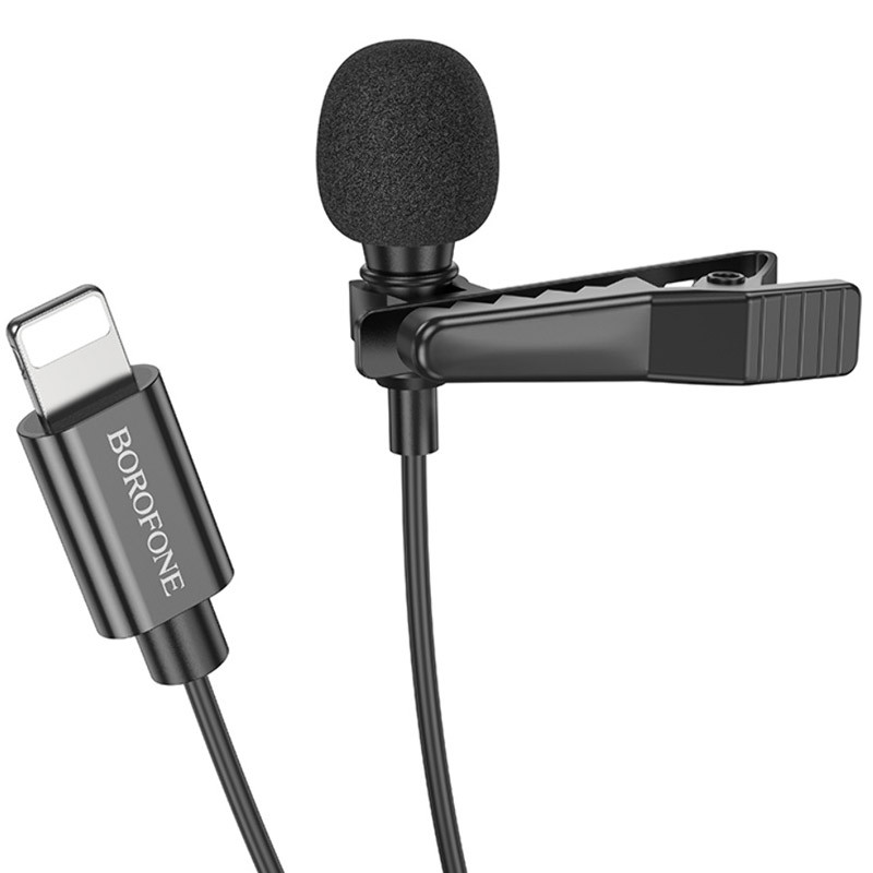 Мікрофон петличний Borofone BFK11 Elegant lavalier Lightning (2 м) Black