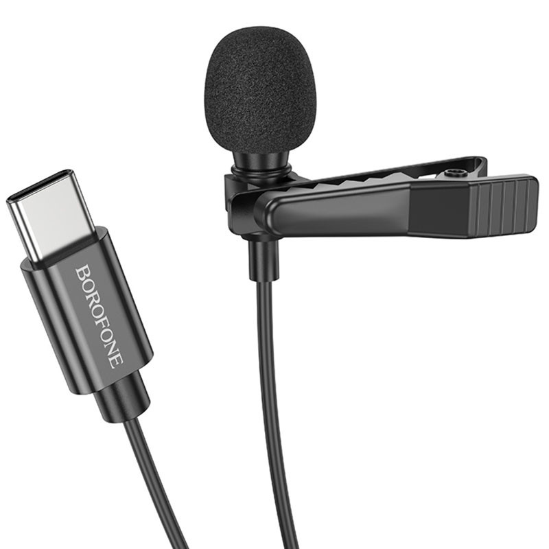 Мікрофон петличний Borofone BFK11 Elegant lavalier USB-C (2 м) Black