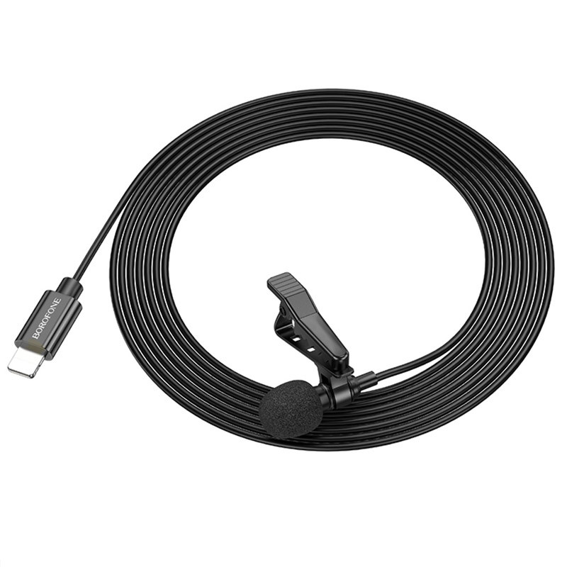 Мікрофон петличний Borofone BFK11 Elegant lavalier Lightning (2 м) Black