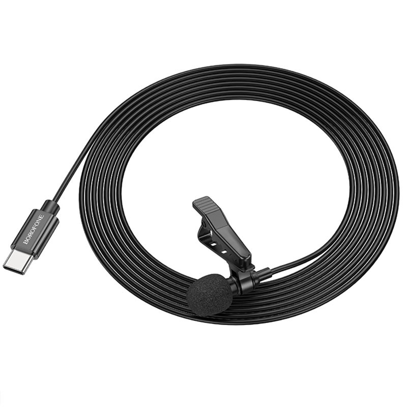 Мікрофон петличний Borofone BFK11 Elegant lavalier USB-C (2 м) Black