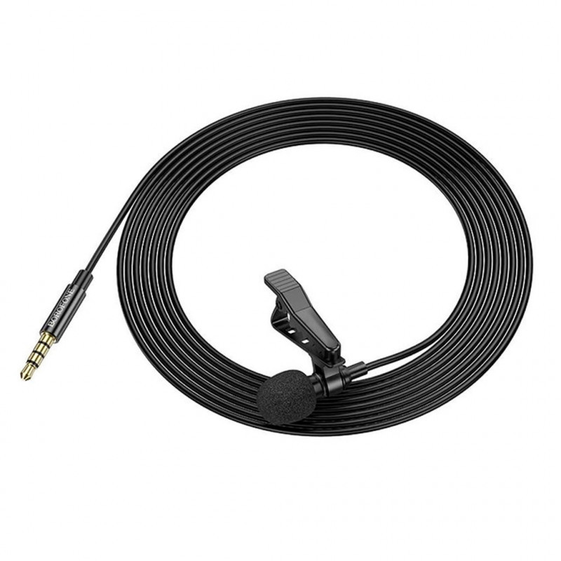 Мікрофон петличний Borofone BFK11 Elegant lavalier 3.5mm (2 м) Black