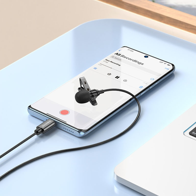 Мікрофон петличний Borofone BFK11 Elegant lavalier USB-C (2 м) Black