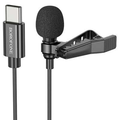 Мікрофон петличний Borofone BFK11 Elegant lavalier USB-C (2 м) Black