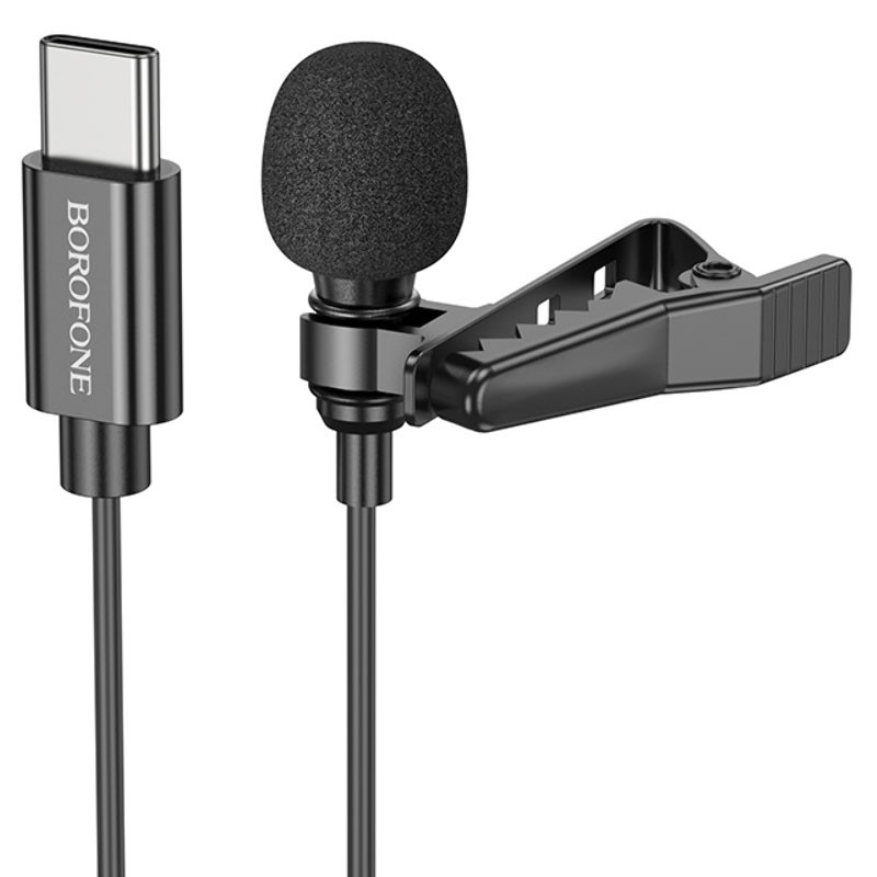 Мікрофон петличний Borofone BFK11 Elegant lavalier USB-C (2 м) Black
