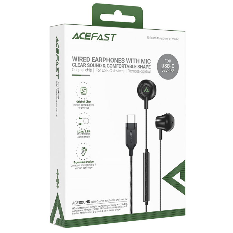 Навушники Acefast L2 (USB-C/1.2 м) Black